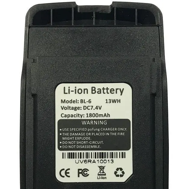 Аккумуляторная батарея Baofeng для UV-6R Std 1800mAh (BL-6) [76651] - фото 3