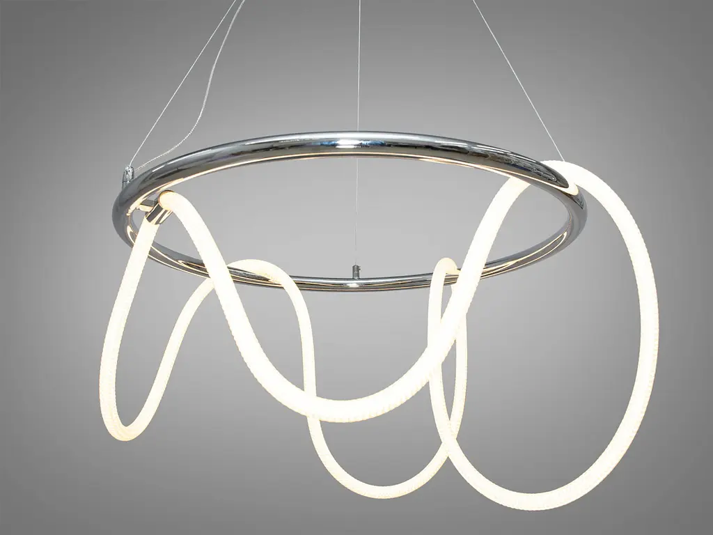 Стельова люстра LED Diasha 9752-D600CH Мотузка, 32W, срібляста, регульована висота, для коридору та вітальні - фото 2