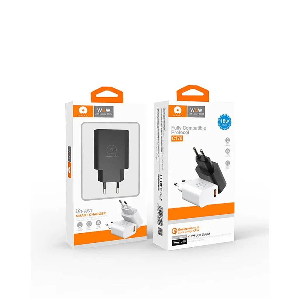 Мережевий зарядний пристрій WUW-C170 QC 3.0 single USB charger 18W - фото 2