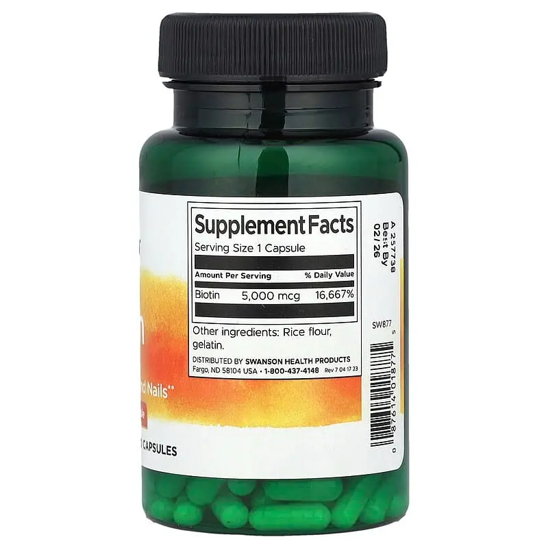 Біотин Swanson Biotin 5000 mcg 100 caps (1086-100-17-9652087-20) - фото 2