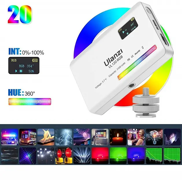 Видеосвет Ulanzi Vijim Light UV-2587 VL120RGB White - фото 5