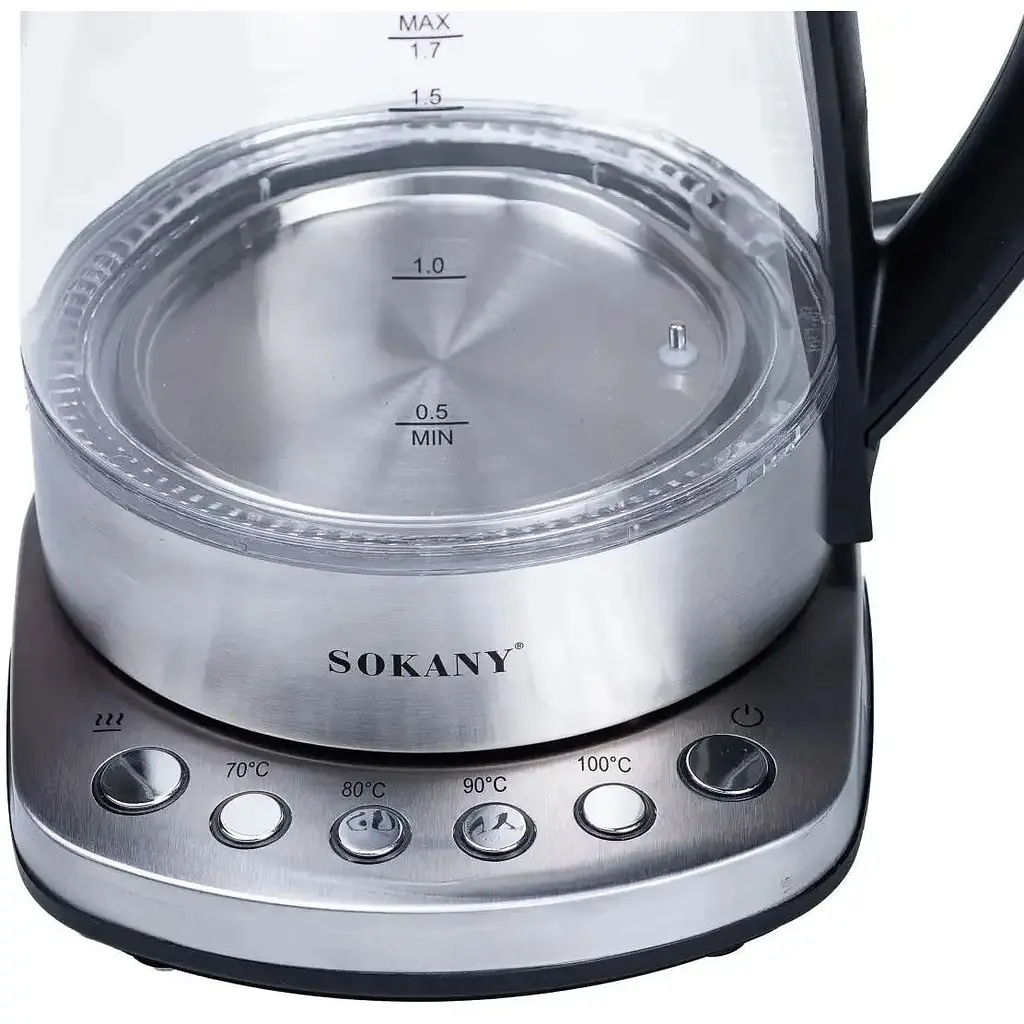 Електрочайник SK-09003 скляний дисковий з регулюванням температури 1.7 л 2200 Вт - фото 4