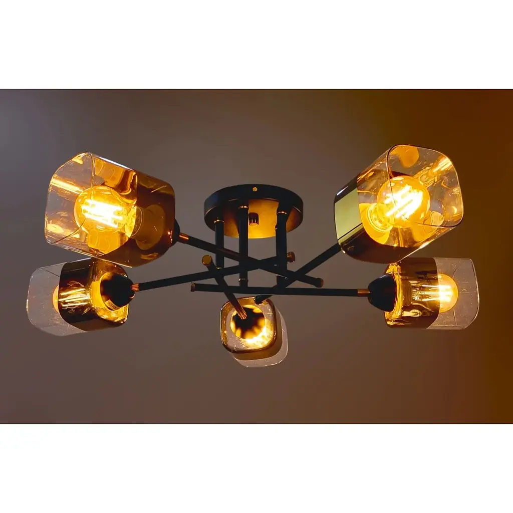 Мінімалістична люстра Brille BR-270S/5 E27 PB+BK - фото 2