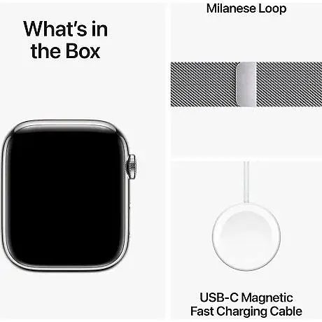 Смарт-годинник Apple Watch Series 9 GPS + Cellular 45mm Silver Stainless Steel with Silver Milanese Loop (MRMQ3) [92678] - фото 9