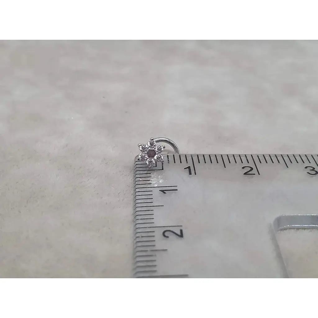 Золота сережка-пірсинг Астор в ніс с фіанітами. Квітка. 2182434Б - фото 6