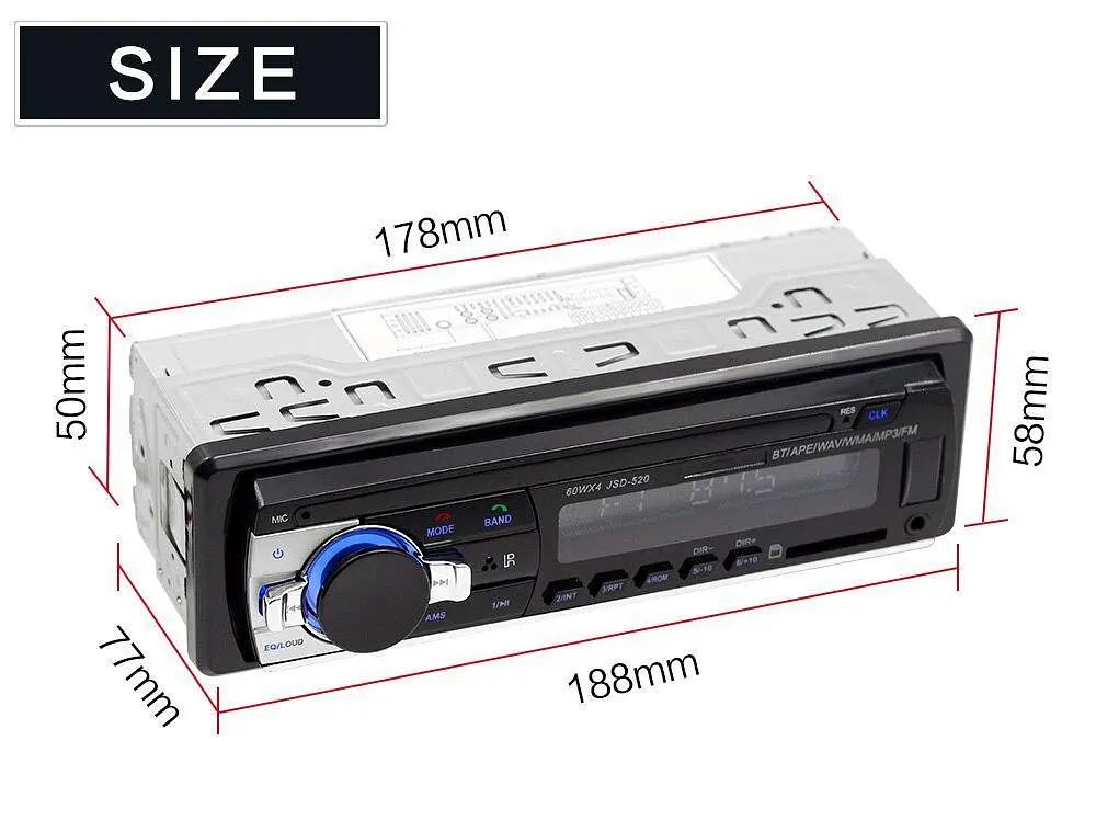Автомагнітола JSD 520 1DIN Універсальна магнітола в авто з USB, Bluetooth, MP3 - фото 4