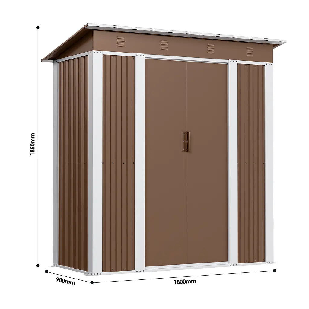 Госпблок-сарай металевий SS-01 з односхилим дахом 185х180х90 см Коричневий - фото 5
