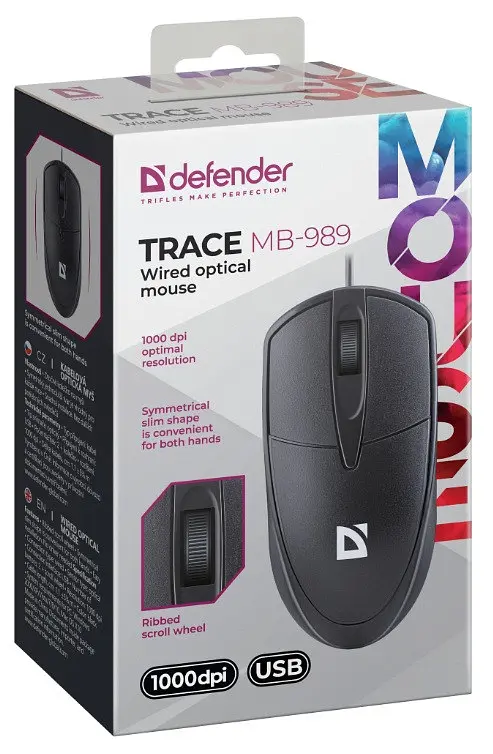 Миша Defender Trace MB-989 чорний (52989) (7153545) - фото 3