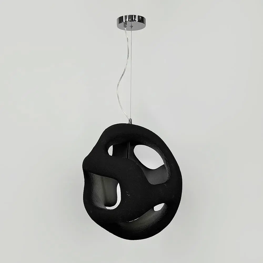 Гіпсовий світильник у чорному кольрі Ø 50 см | Арт. MJ34-450*500 BK | Line F - фото 4