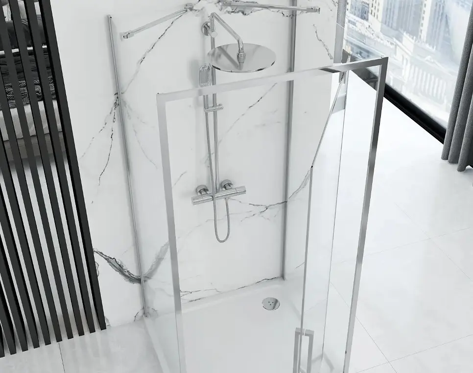 Душова кабіна Rea Rapid Swing 100x90 chrome пристінна REA-KPL-09122, Хром, Універсальна, прозорий, хром - фото 2