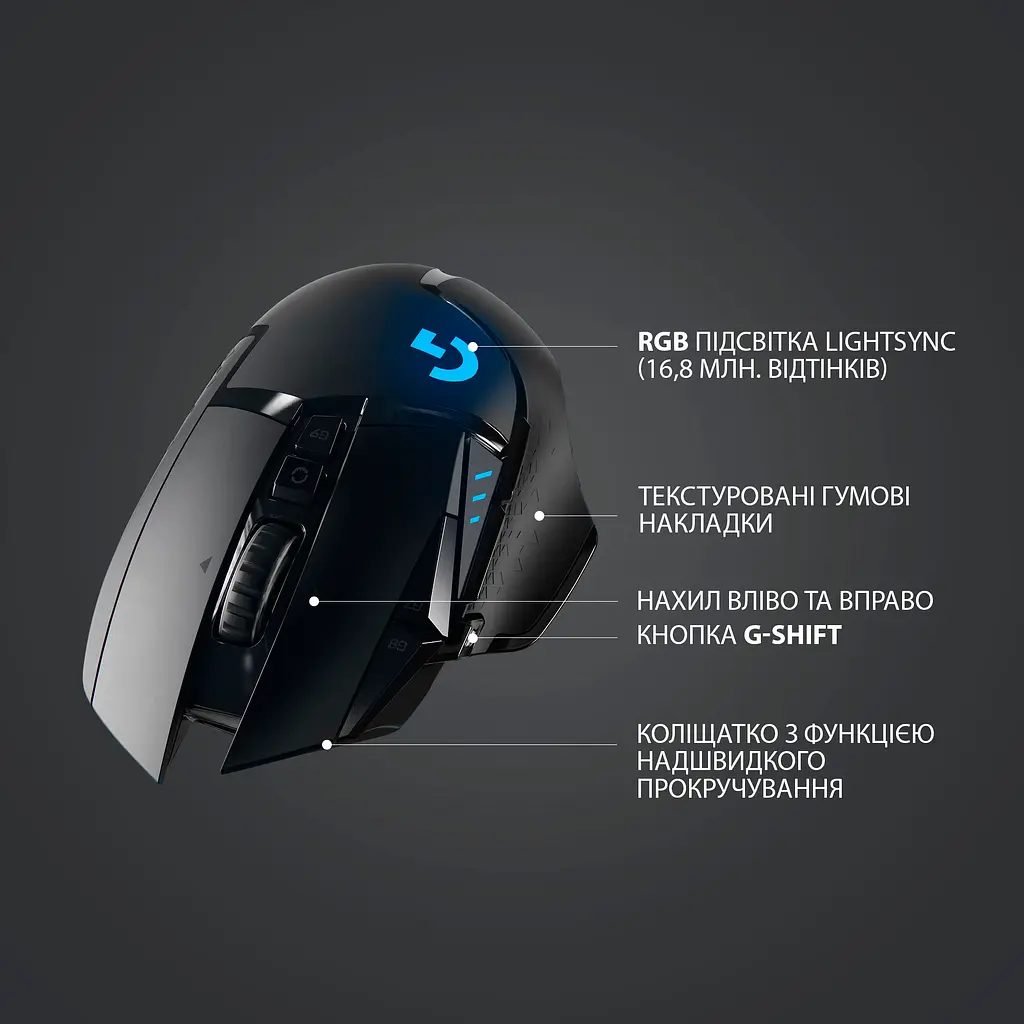 Миша Logitech G502 Lightspeed Black (910-005567) [64932] - фото 11