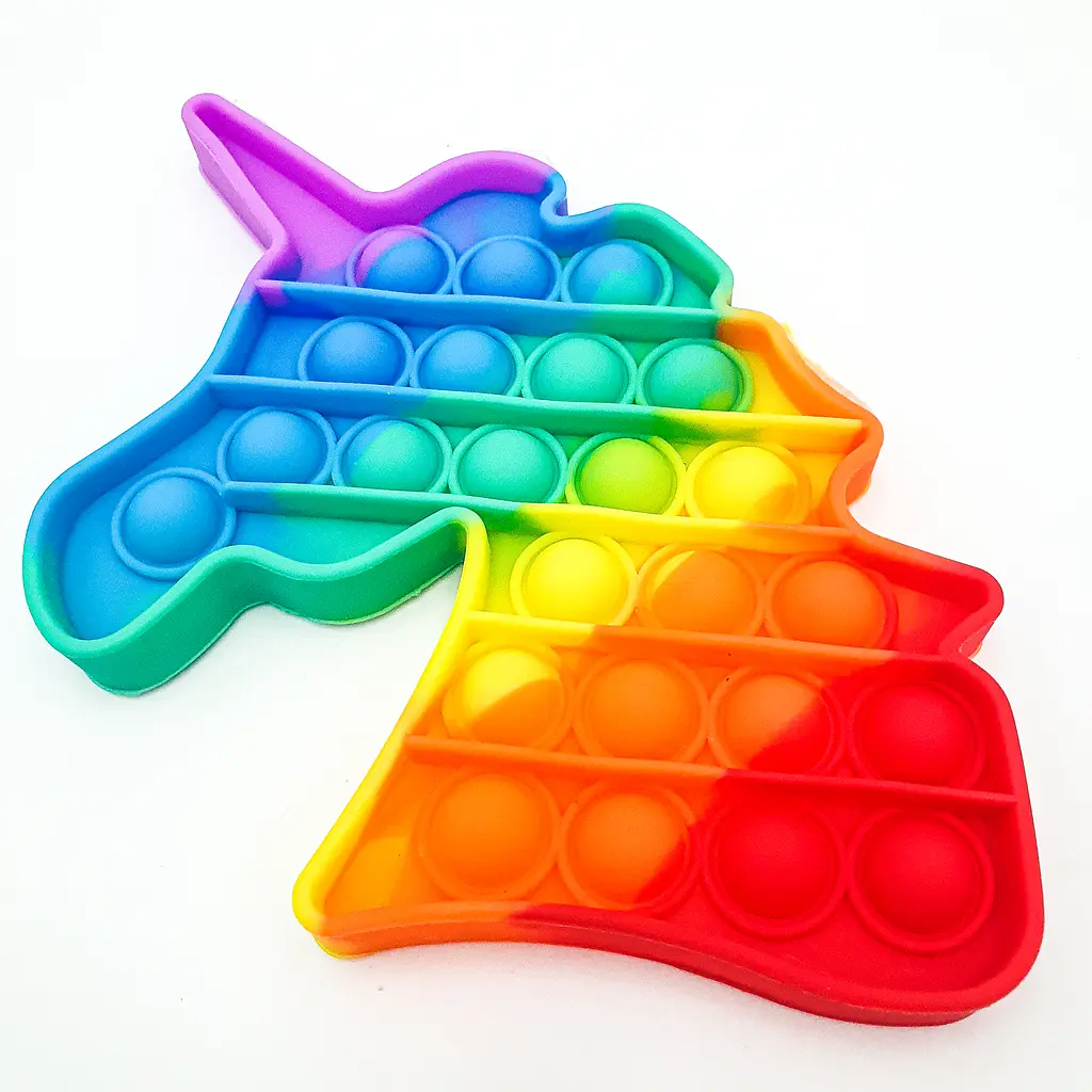 Сенсорна іграшка антистрес силіконова нескінченна пухирця поп іт UKC Pop It Fidget єдиноріг веселка - фото 4