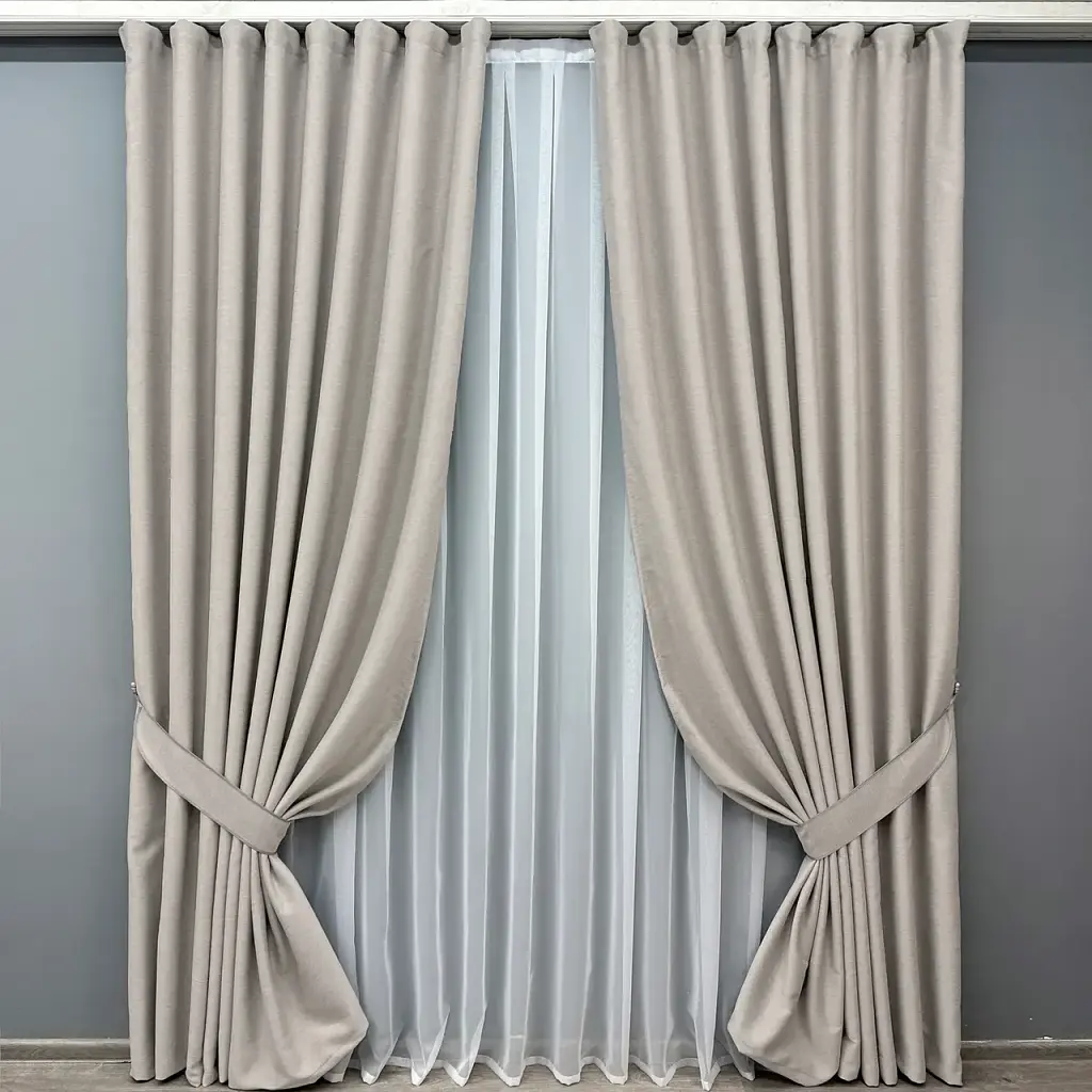 Комплект штор VR-Textil Eclipse блекаут 2 шт 100x270 см попелястий (1818ш) - фото 2