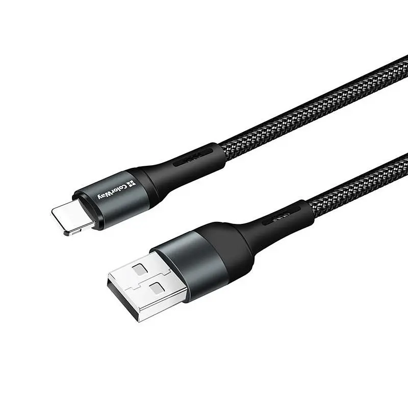 Кабель ColorWay USB - Lightning (M/M), nylon, 2.4 А, 1 м, Black (CW-CBUL045-BK) - фото 8