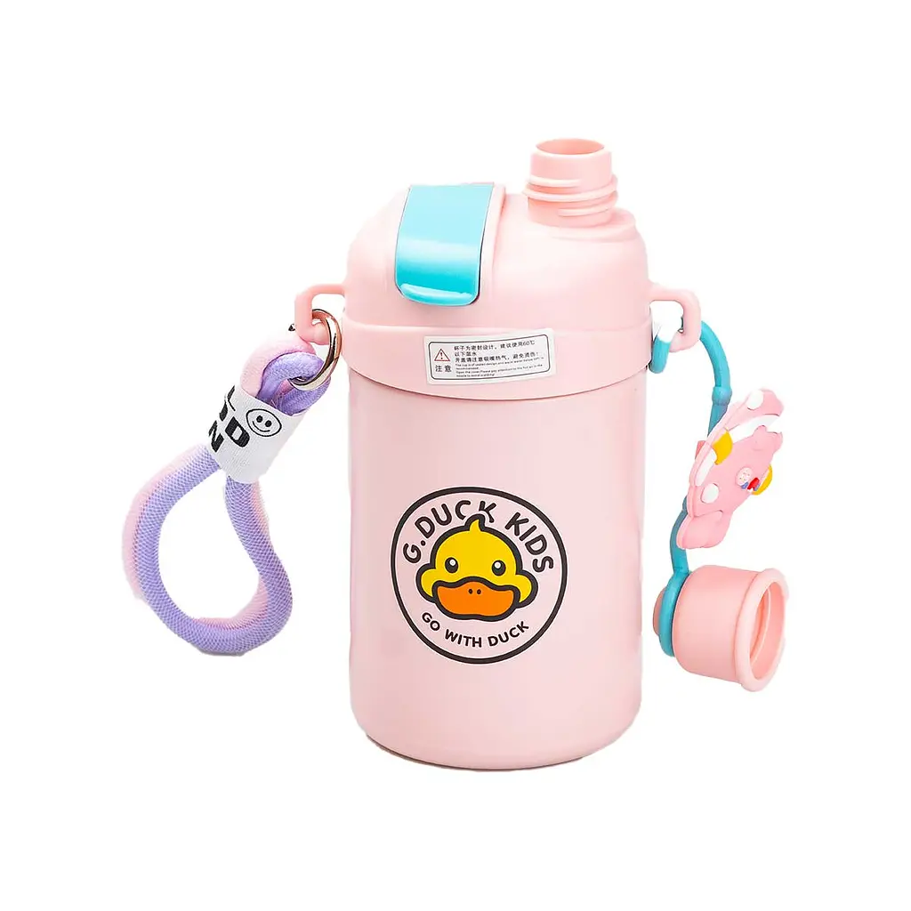 Термос дитячий Happy Life G.Duck HP18309P з трубочкою та гвинтовою кришкою 460 мл, рожевий - фото 3