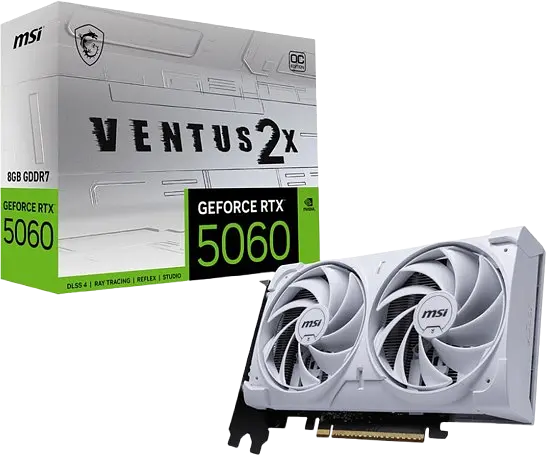 Відеокарта GeForce RTX 5060 8GB MSI Ventus 2X OC White (RTX 5060 8G VENTUS 2X OC WHITE)