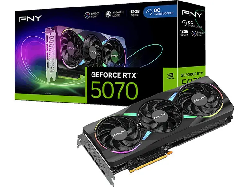 Відеокарта PNY GeForce RTX 5070 ARGB EPIC-X RGB Overclocked Triple Fan (VCG507012TFXXPB1-O) - фото 5