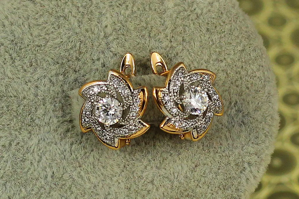Сережки Xuping Jewelry Сонік з родієм 1.3 см золотисті - фото 2