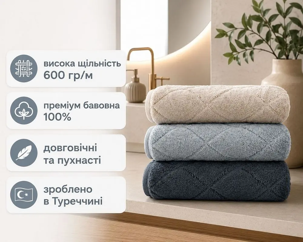 Набір турецьких махрових рушників Cestepe MicroCotton Premium 3 штуки 70x140 Voli 2 щільність 600 г/м2 - фото 2