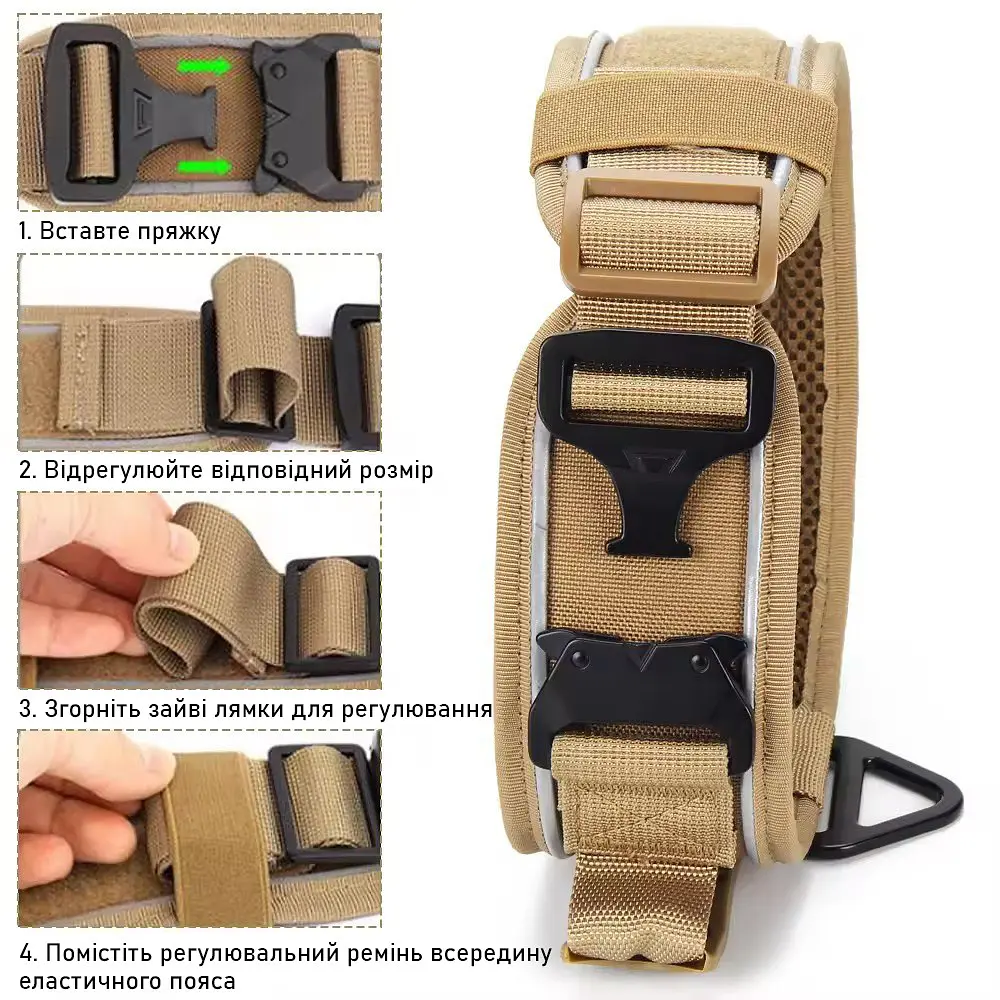 Нашийник для собак Harness Tactical, широкий нейлоновий з металевою пряжкою-фастекс M, Чорний - фото 5