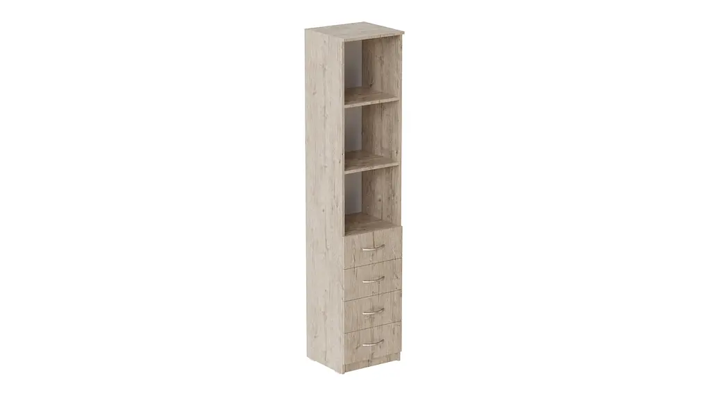 Пенал Анжело Ferrum-decor на 3 полиці з 4 ящиками 1900x400x380 ДСП Дуб Сан-Марино 16 мм (FRD-104924) - фото 2