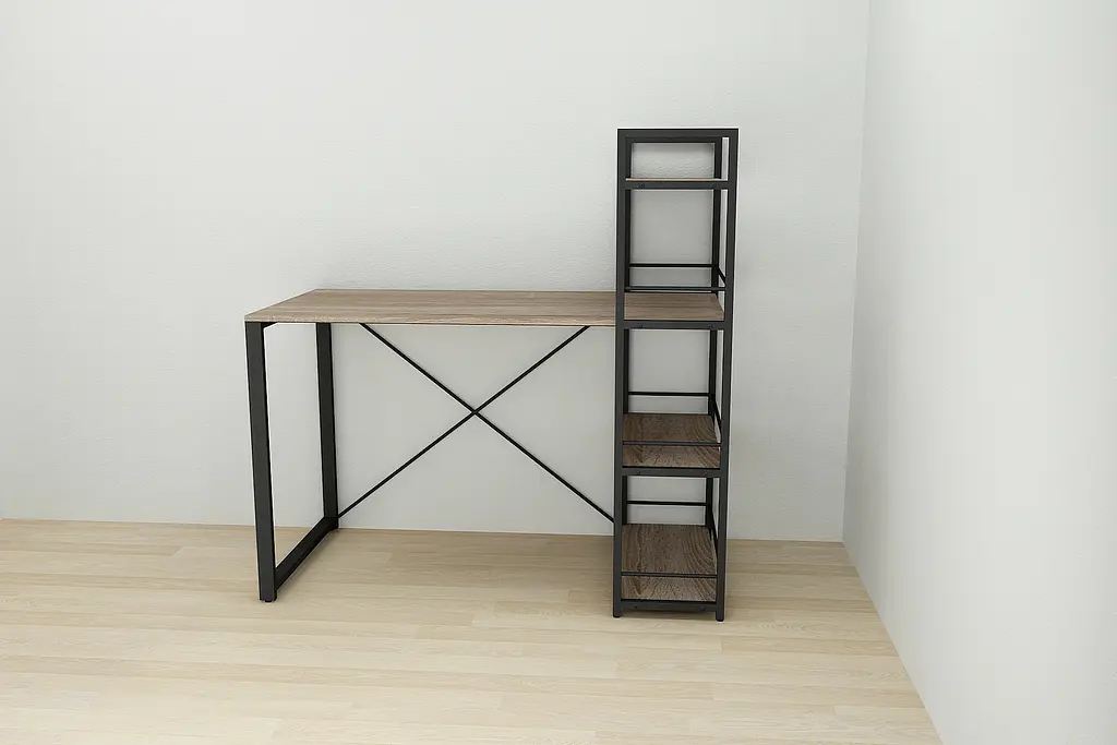 Письменный стол Ferrum-decor Серии Конект с этажеркой 75x120x60 черный ДСП Дуб Сонома Трюфель 16мм (FRD-104223) - фото 4