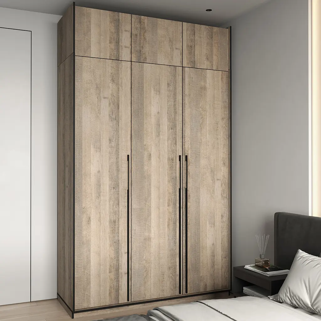 Шафа для одягу Flamecame у спальню зі штангою та поличками на 3 двері FR-16 Гранж ПІсочний - фото 3