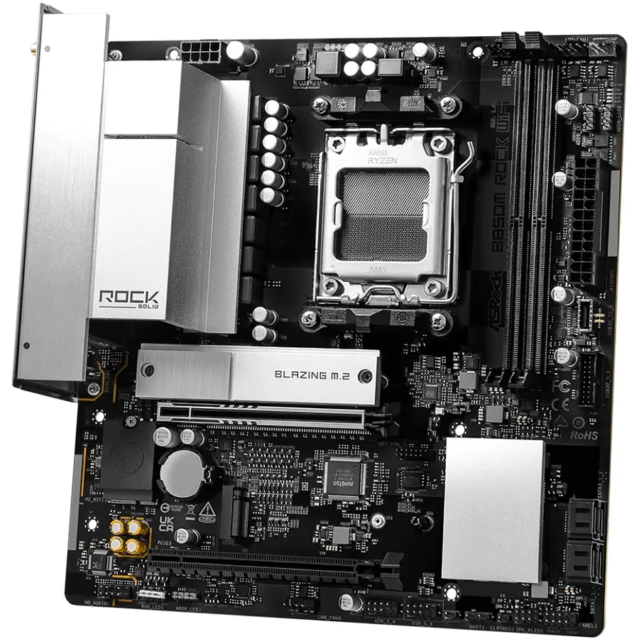 ASRock B850M ROCK WIFI (AM5/B850, 2*DDR5, PCIex16, HDMI/DP, 4xSATAIII,2xM.2, 2.5GLan, mATX) - фото 3