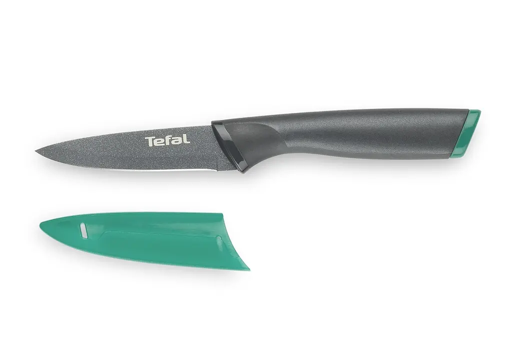 Нож кухонный Tefal Fresh Kitchen для чистки овощей с чехлом 9 см, нержавеющая сталь, черно-зеленый kuh0014555 - фото 2