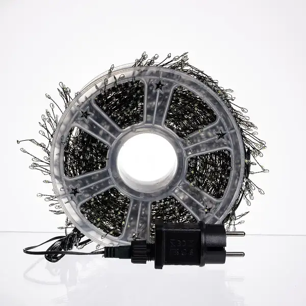 Новогодняя гирлянда комнатная роса 50 м 1500 LED Хвойная лапа зеленый провод Синий Garlando D1500L50MGBL - фото 6