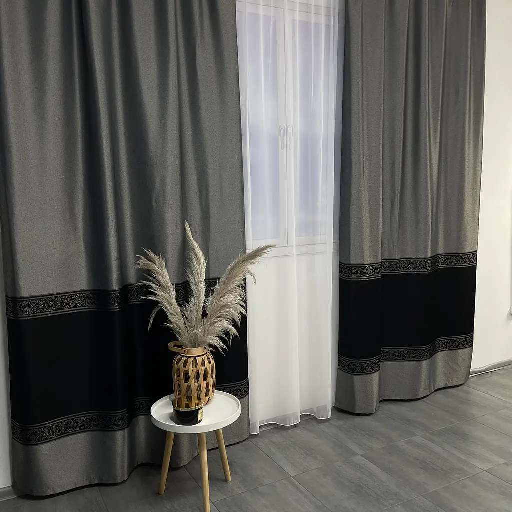 Жакардові штори сірого кольору на тасьмі 2шт. 140х270 ALBO pbe0052412 - фото 8