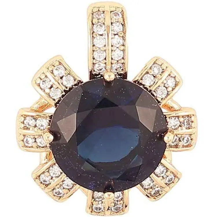 Кулон XUPING Позолота 18K «Квіточка з синім фіанітом та інкрустацією цирконієм» для ланцюжка до 5мм (262299)