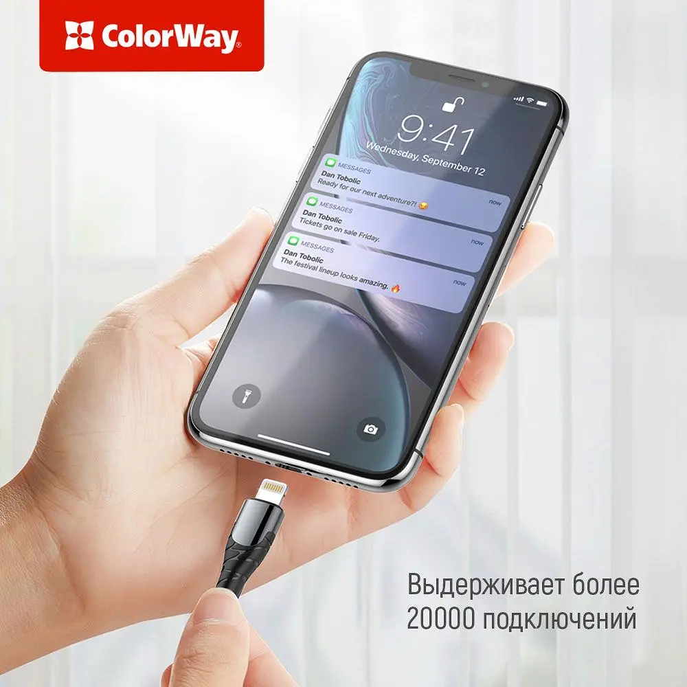 Кабель ColorWay USB-C - Lightning (M/M), PD Fast Charging, 3 А, 1 м, Grey (CW-CBPDCL033-GR) - фото 3
