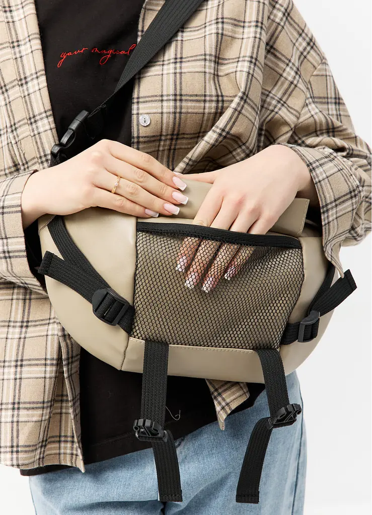 Велика жіноча поясна сумка бананка Sambag DynamicDart сіра 38 × 21 × 7 см (80411130) - фото 4
