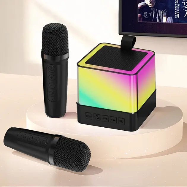 Портативна Bluetooth колонка K18 з LED-підсвічуванням 2 мікрофони чорний - фото 5
