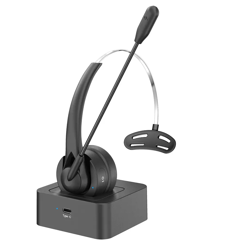 Бездротова Bluetooth-гарнітура Opptel BH31S з мікрофоном ENC та зарядною док-станцією (Чорний)