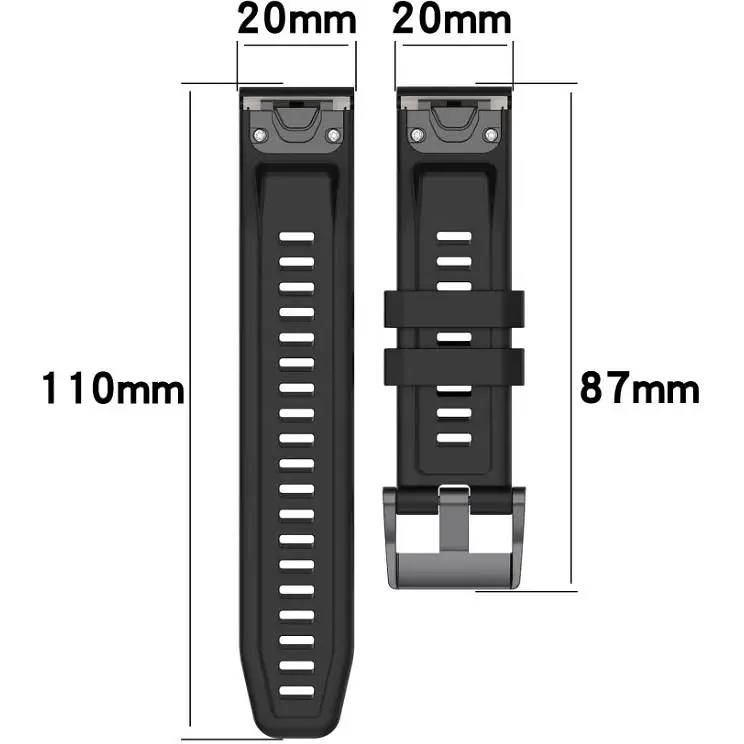Ремінець DK CDK Silicone Sport Band Classic 20mm для Garmin Descent Mk2S (015188) (black) - фото 2