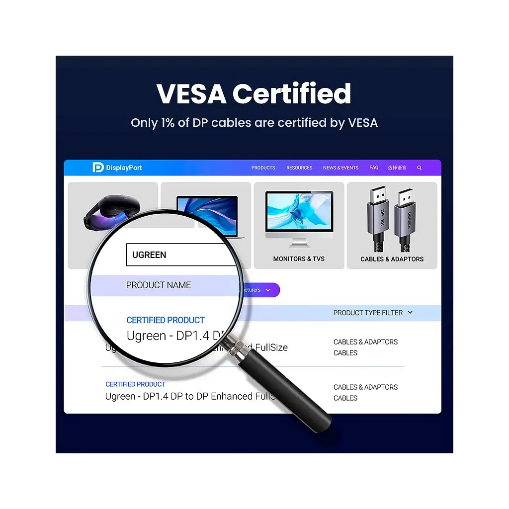 Кабель мультимедійний Ugreen DisplayPort M - DisplayPort M V1.4 8K 60Hz DP120 чорний 2 м (25905) - фото 8