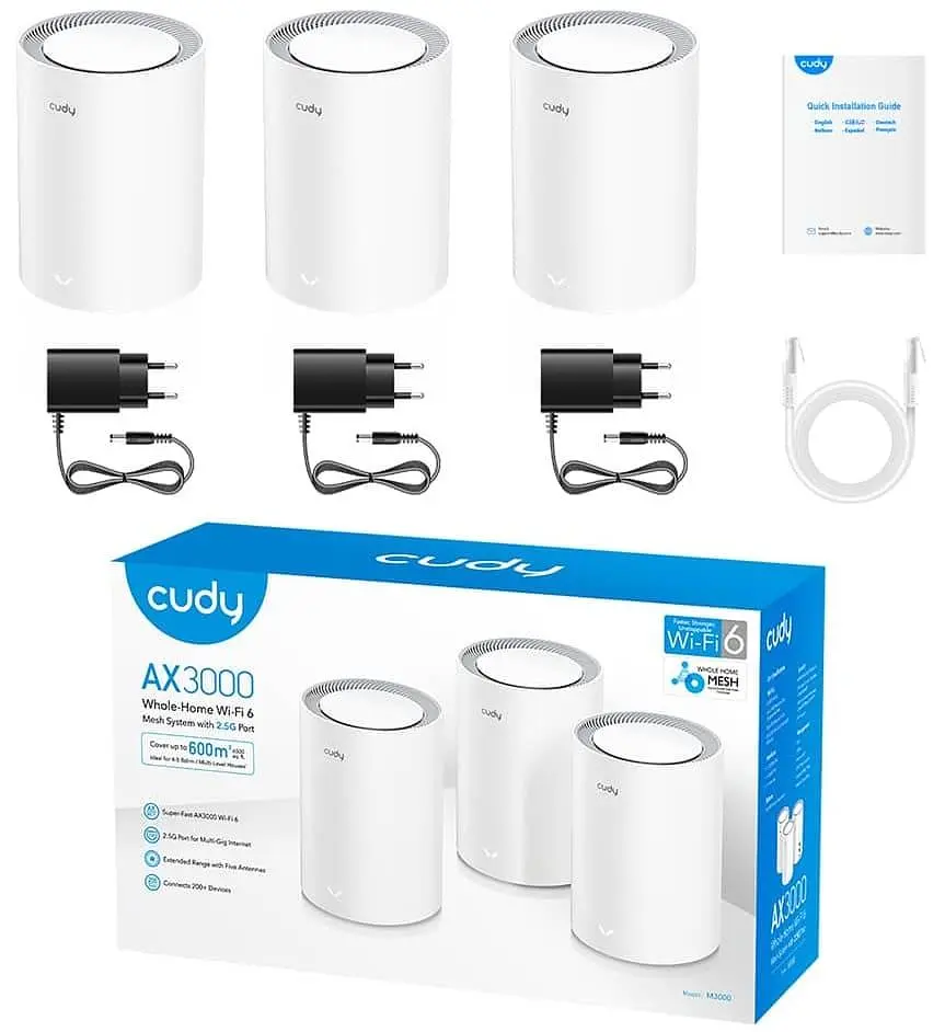 MESH-система Cudy Mesh-система WiFi 6 2.5G M3000 V2.0 White (3-Pack) 3 штуки двухдиапазонные (73-00553) - фото 4
