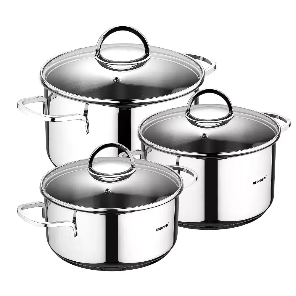 Набір каструль Bergner Classic 1,7 л / 2,3 л / 3,3 л 6 предметів (BG-6284)