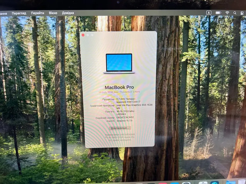 Ноутбук Apple MacBook Pro 13" A1989 i7-8559U/16/500 (C02XC23KJHD2) Б/в - фото 9