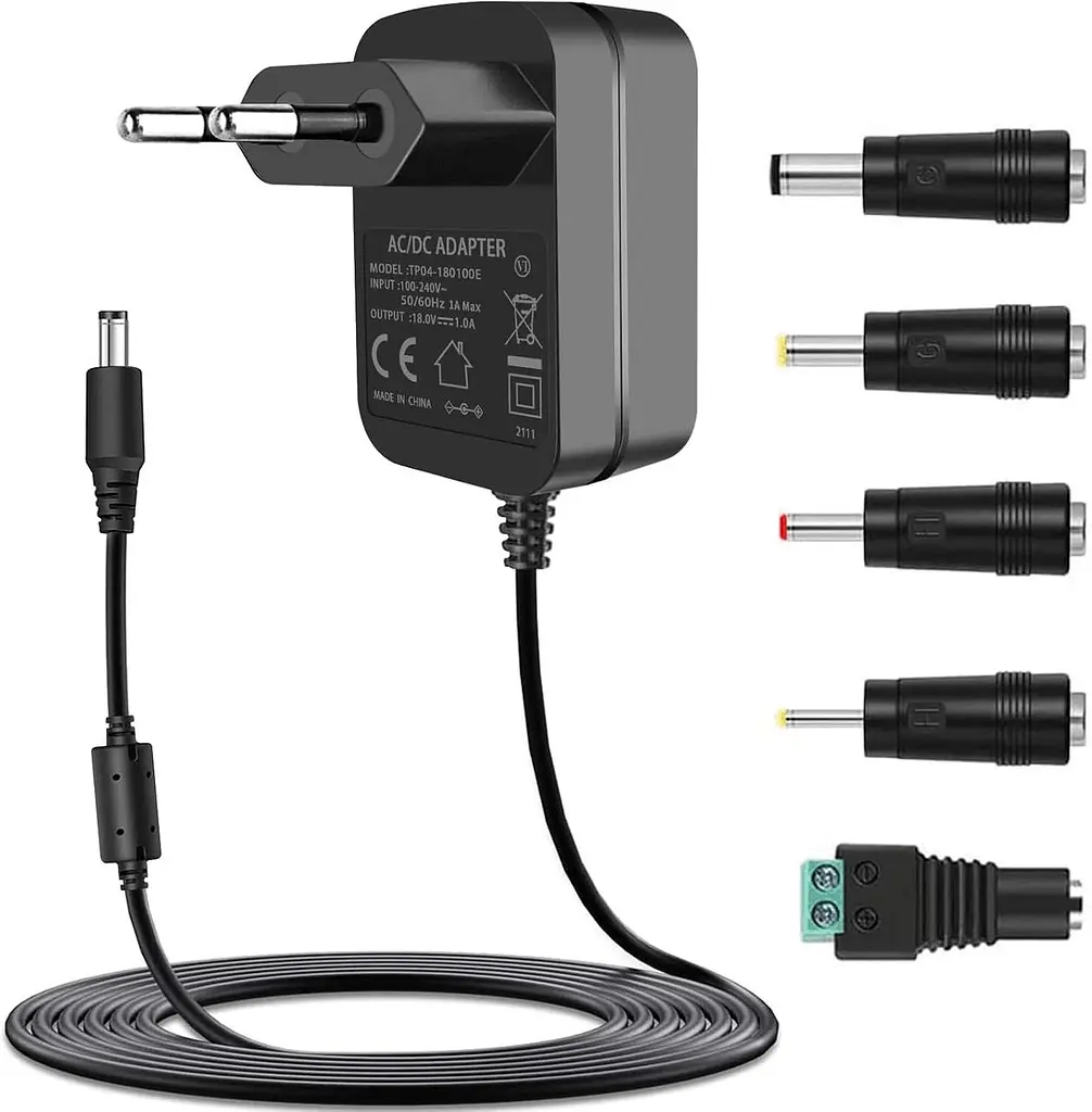 Адаптер живлення 18V 1A 18W з комплектом із 5 перехідників