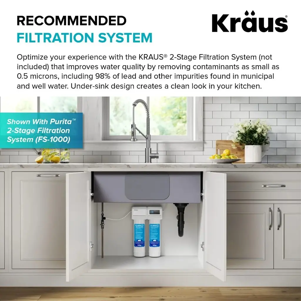 Смеситель для кухни на две воды Kraus Bolden KFF-1610SFSMB, Черный - фото 4