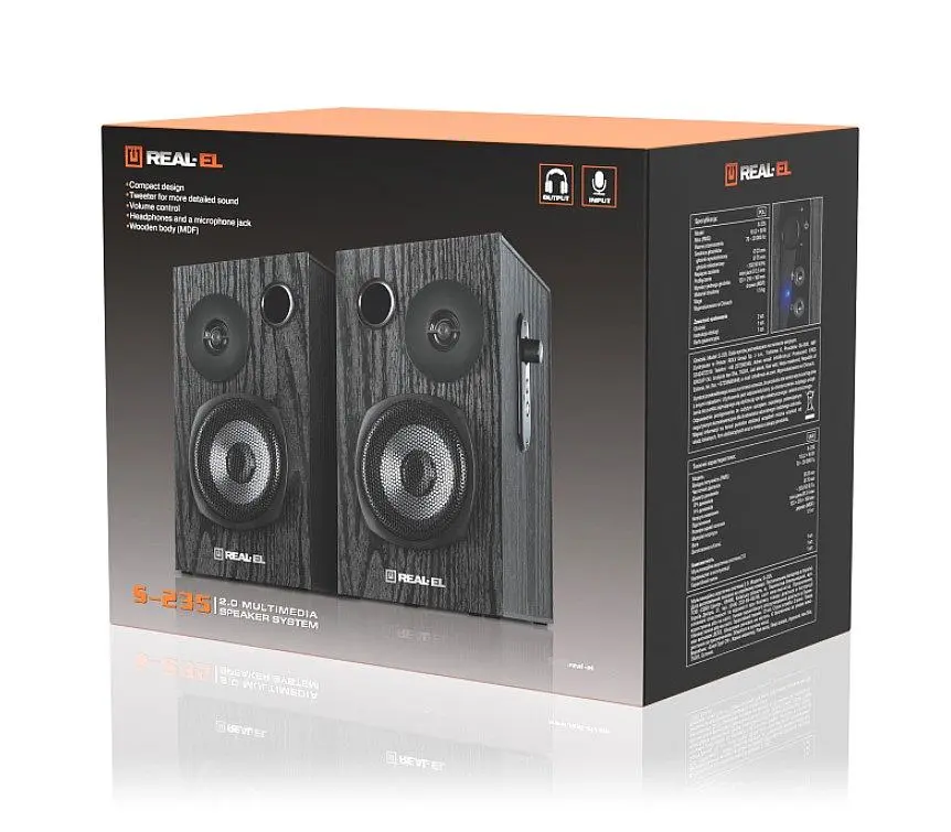 Компьютерные колонки 2.0 REAL-EL S235 18W Black - фото 9