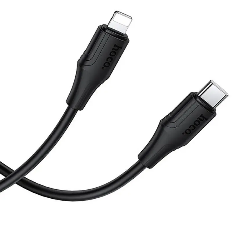 Дата кабель Hoco X124 Bien silicone Type-C to Lightning 27W (1m) Black - фото 2