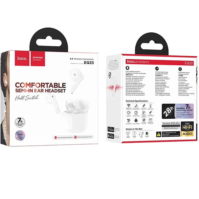 Бездротові TWS навушники Hoco EQ33 Gem (App) White - фото 2