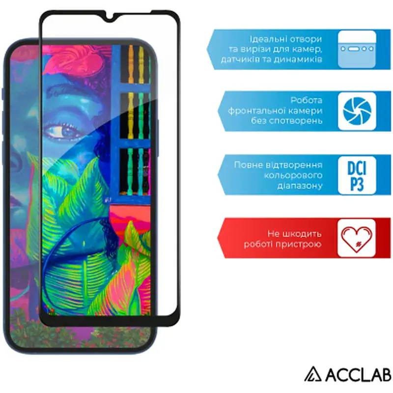 Скло захисне ACCLAB Full Glue Samsung A03 Black (1283126521621) - фото 5