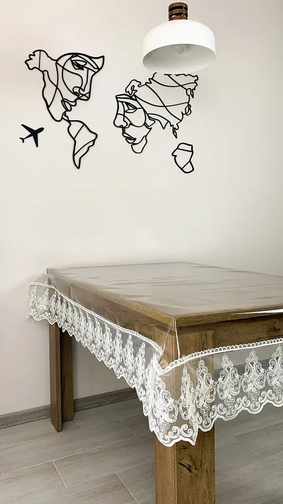 Силиконовая скатерть прямоугольная с кружевом Петек 15 см 150х130 см Молочный - фото 2