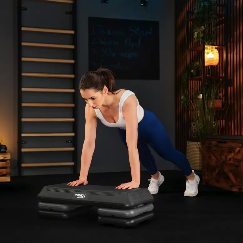 Степ платформа Trex Sport TX-038PAS до аеробіки 3-рівнева чорна - фото 2