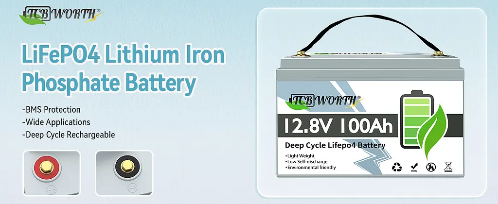 Літій-залізо-фосфатний акумулятор TCBWorth 12.8V 100Ah 1280Wh LiFePO4 - фото 5